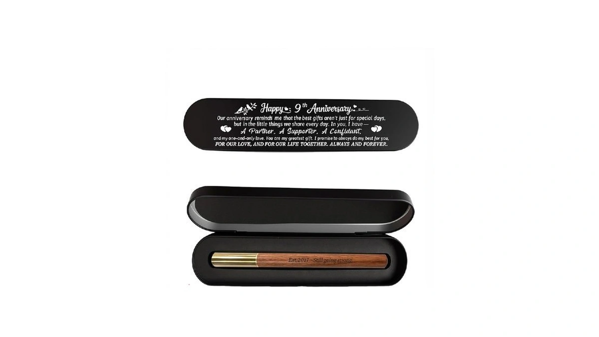 Bazljy 9th Anniversary Keepsake | 9th Wedding Pen | Engraved