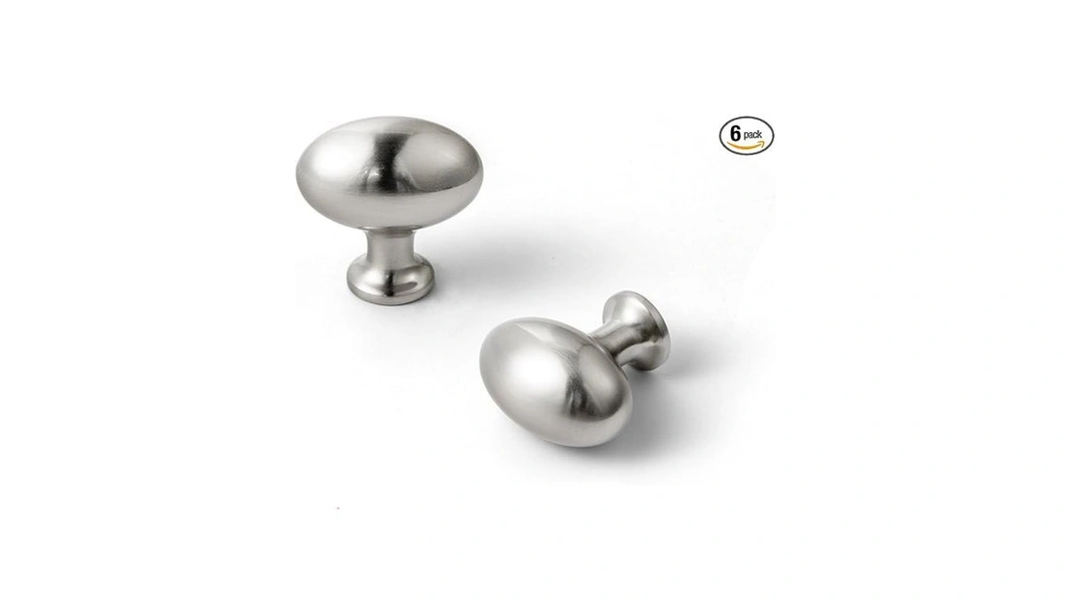 Goo-ki 1.2 Inch(36mm) Oval Satin Nickel Drawer Knobs, Modern Zinc