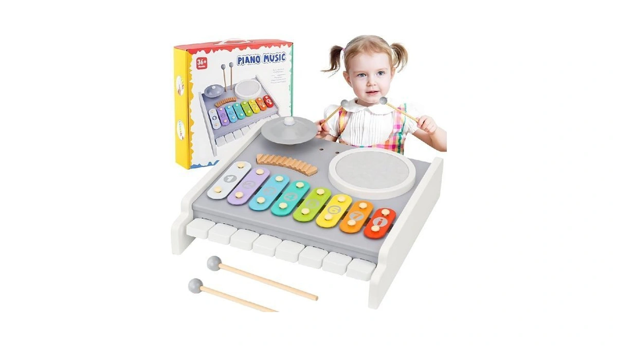 Kids Musical Instruments Piano Drum Set - 5 In 1