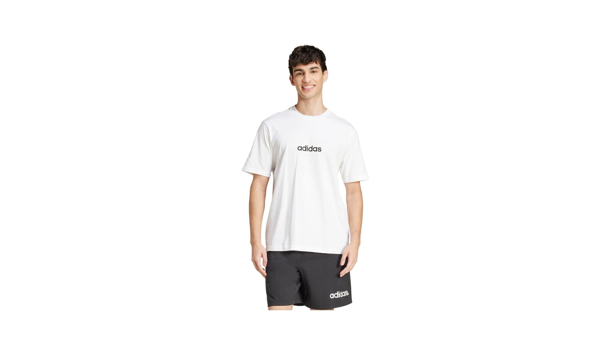 Adidas Men's Essentials Linear Sportswear Sportswear T-shirt, White/black, X-large/tall