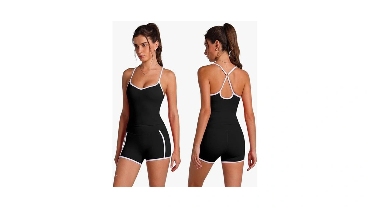 Omewee Women's Workout Sets Adjustable Spaghetti Straps Top And Collect