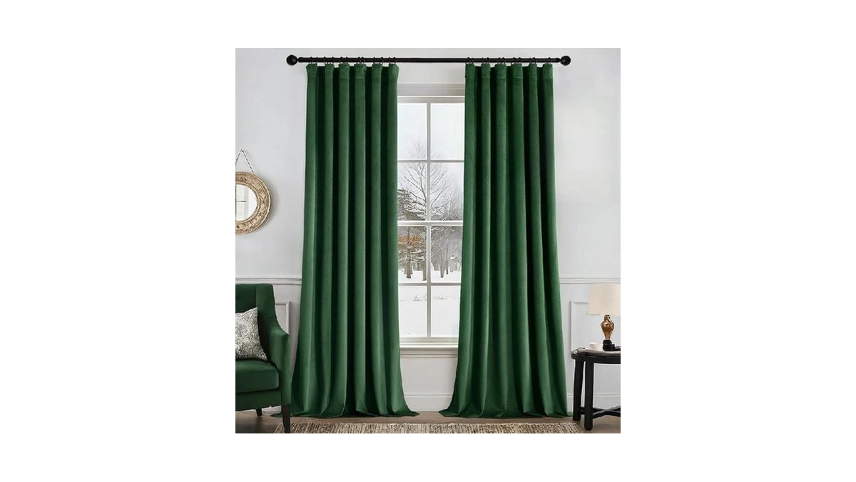 Miulee Christmas Velvet Curtains 90 Inches Long 2 Panels Set