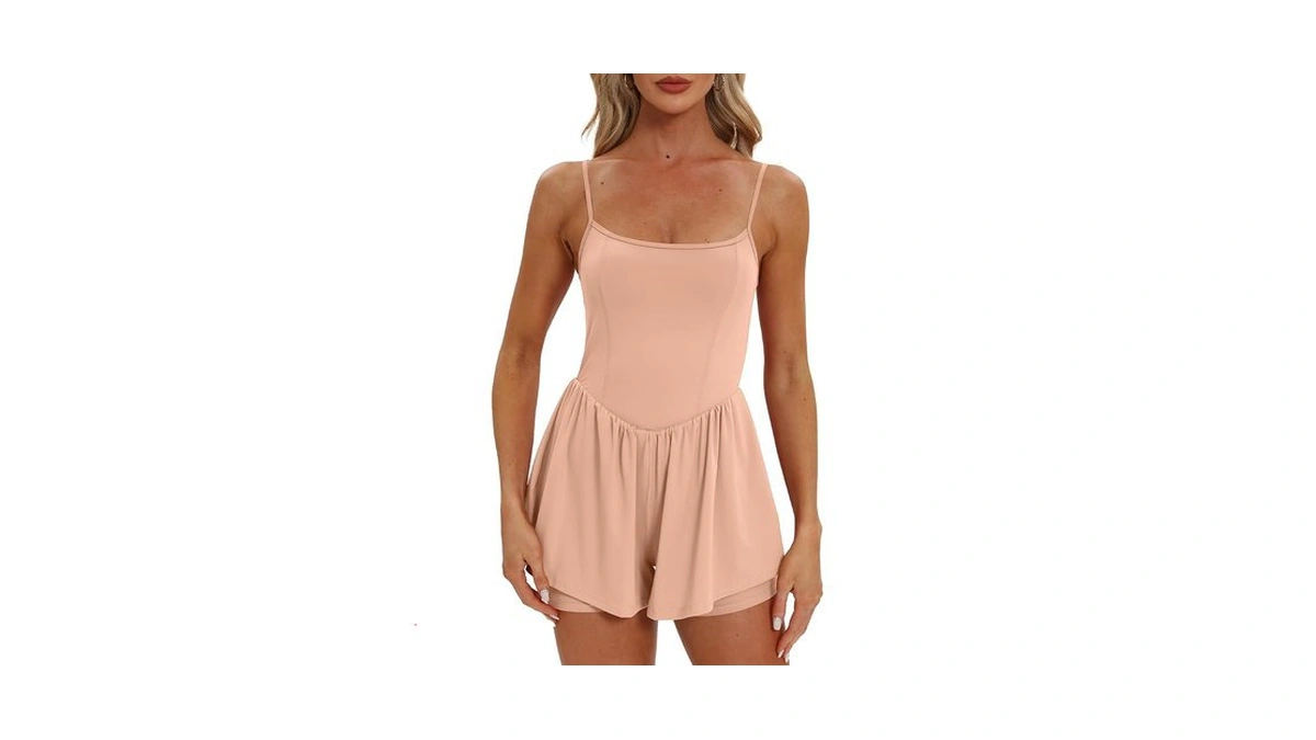 Beaully Women's Summer Sleeveless Rompers Spaghetti Strap Double Lined Jumpsuit