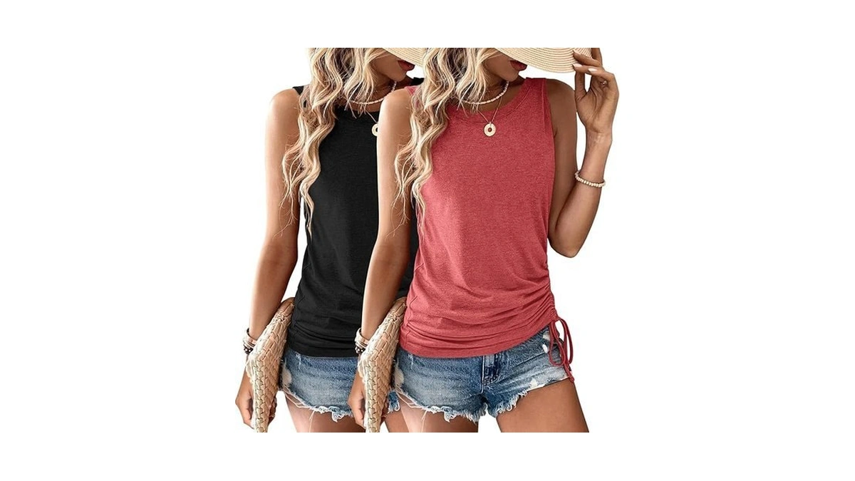 Womens Tank Tops 2 Pack Summer Tops Crew Neck Trendy