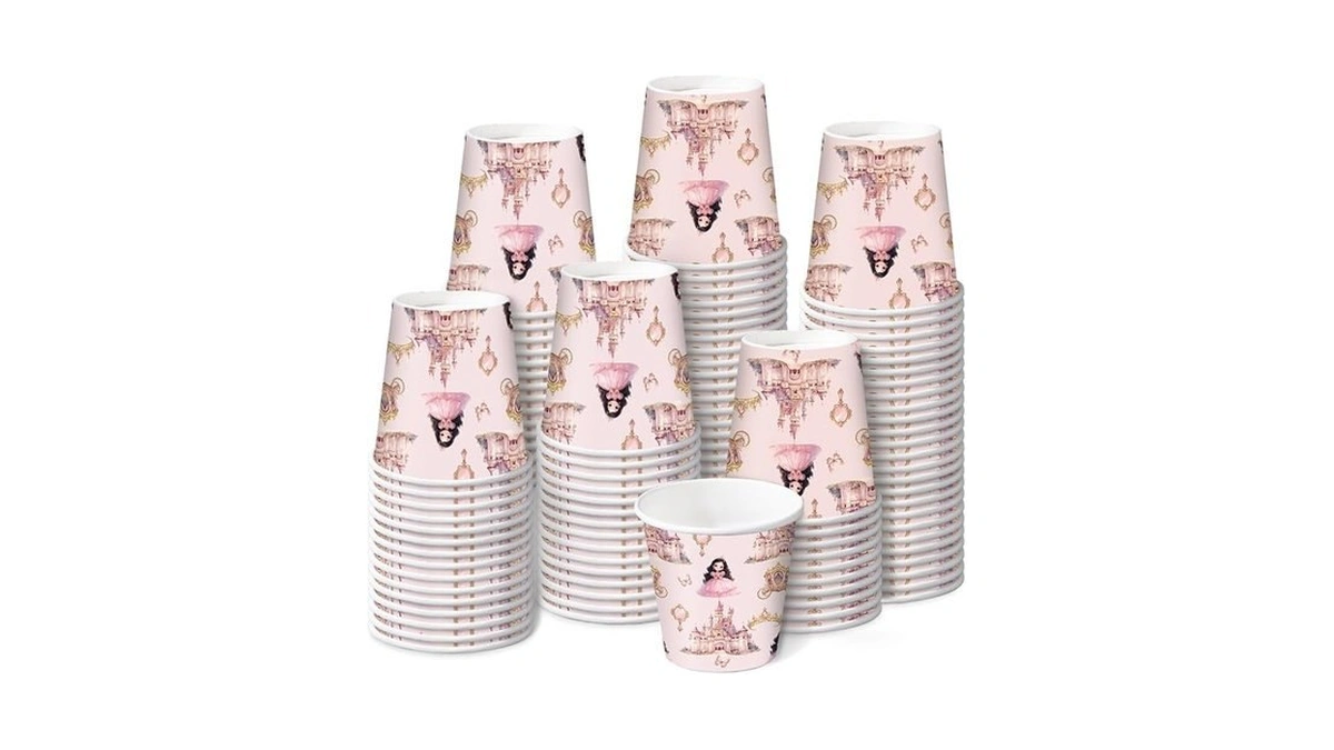 Ruspepa Princess Fairytale 3oz Paper Cups, 100 Pack Disposable Party