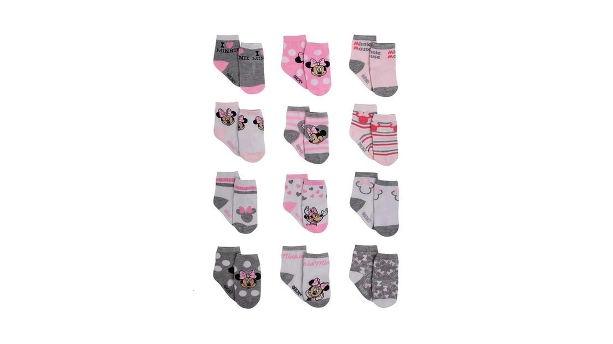 Disney Baby Girl Socks - 12 Pack Minnie Mouse, Daisy