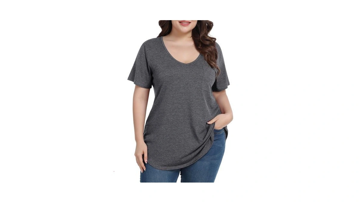 Belaroi Women Plus Size V-neck Tunic Tops Loose T Shirt