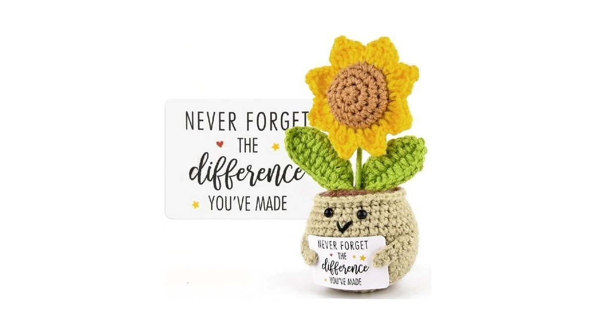 Linzipe Positive Crochet Sunflower,cute Cheer Up Gifts For Women,crochet Plant
