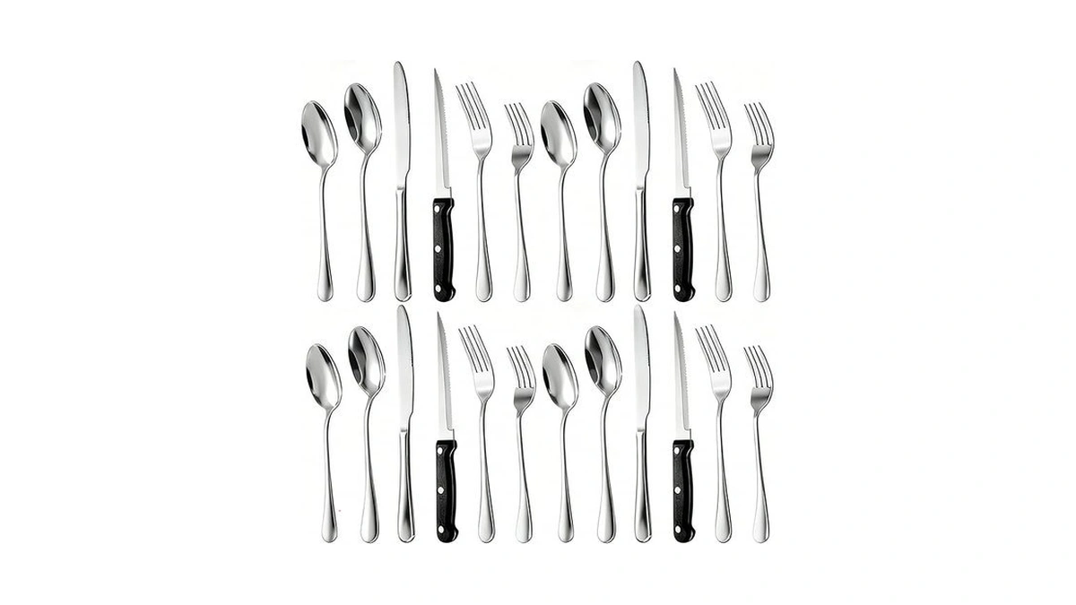 Silverware Set For 4 With Steak Knives, 24-piece Flatware Cutlery