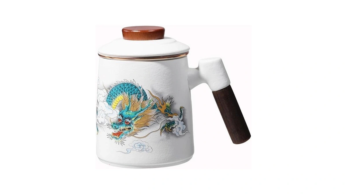 Aspirex Hk 13.5oz Ceramic Tea Mug With Lid&porcelain Infuser,loose Leaf