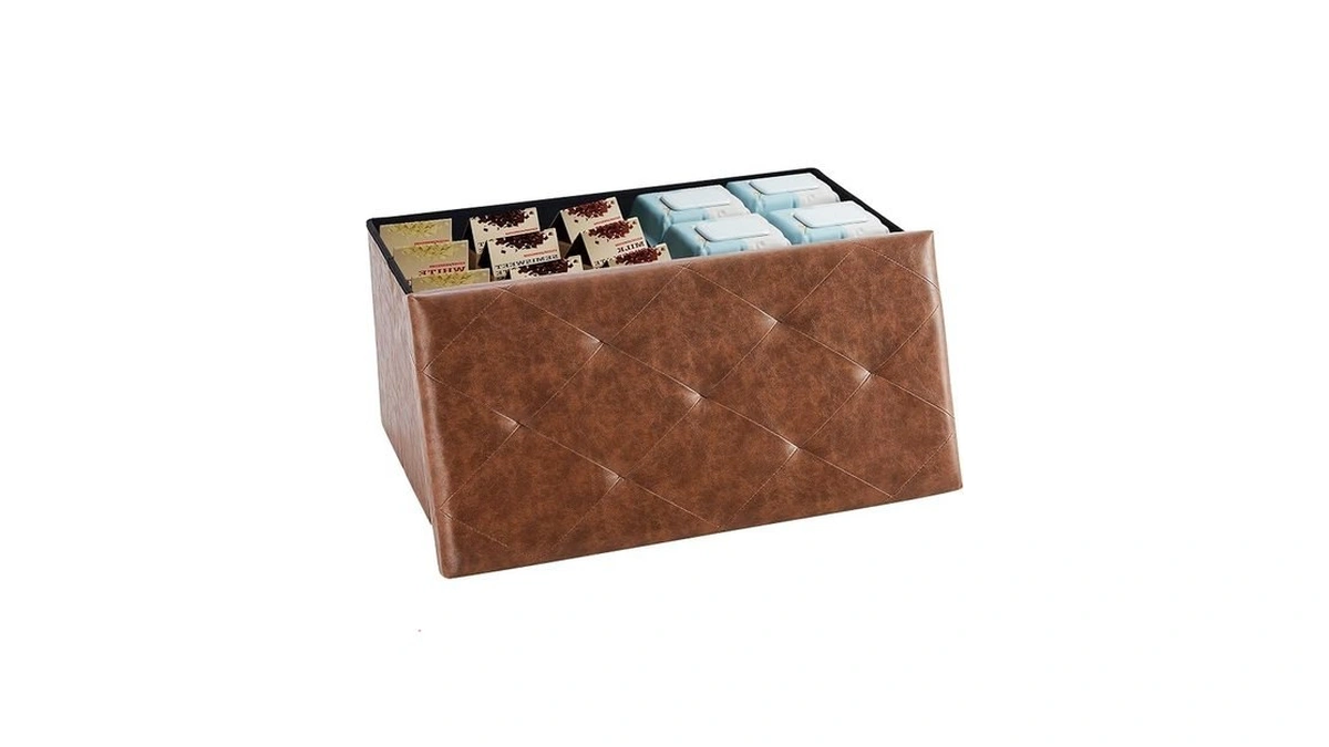 Dumos 30 Inch Folding Storage Ottoman Bench, Large Hidden Storage