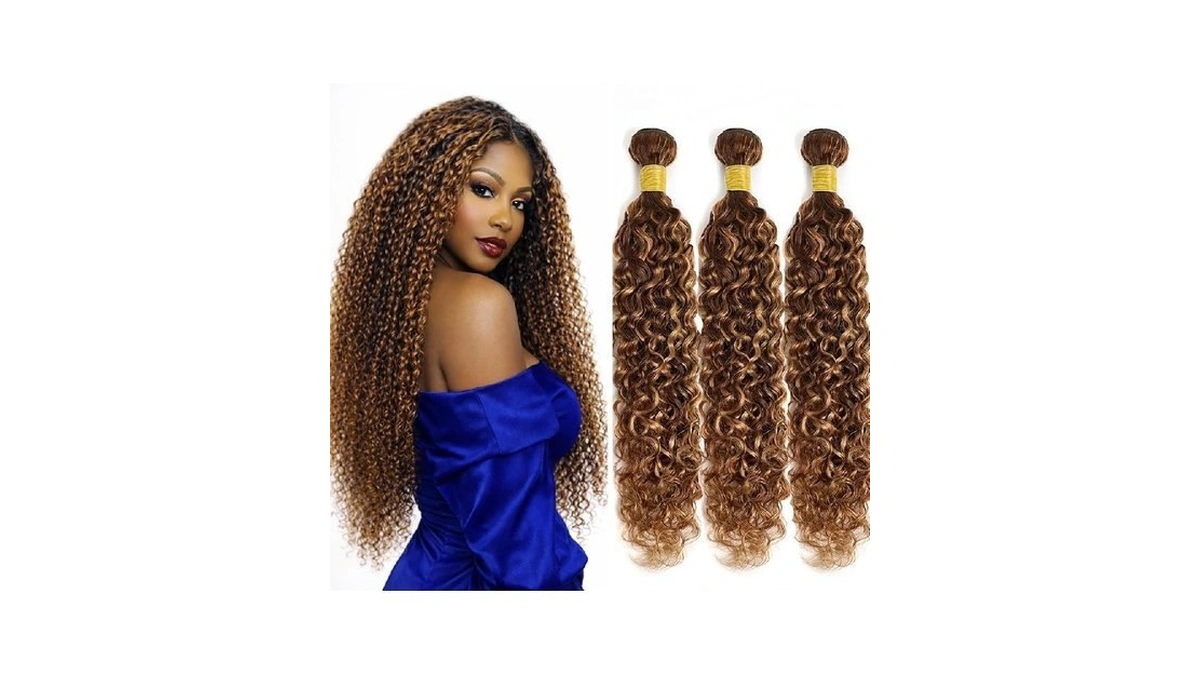 P4/30 Highlight Human Hair Jerry Curly Bundles 8 10 12