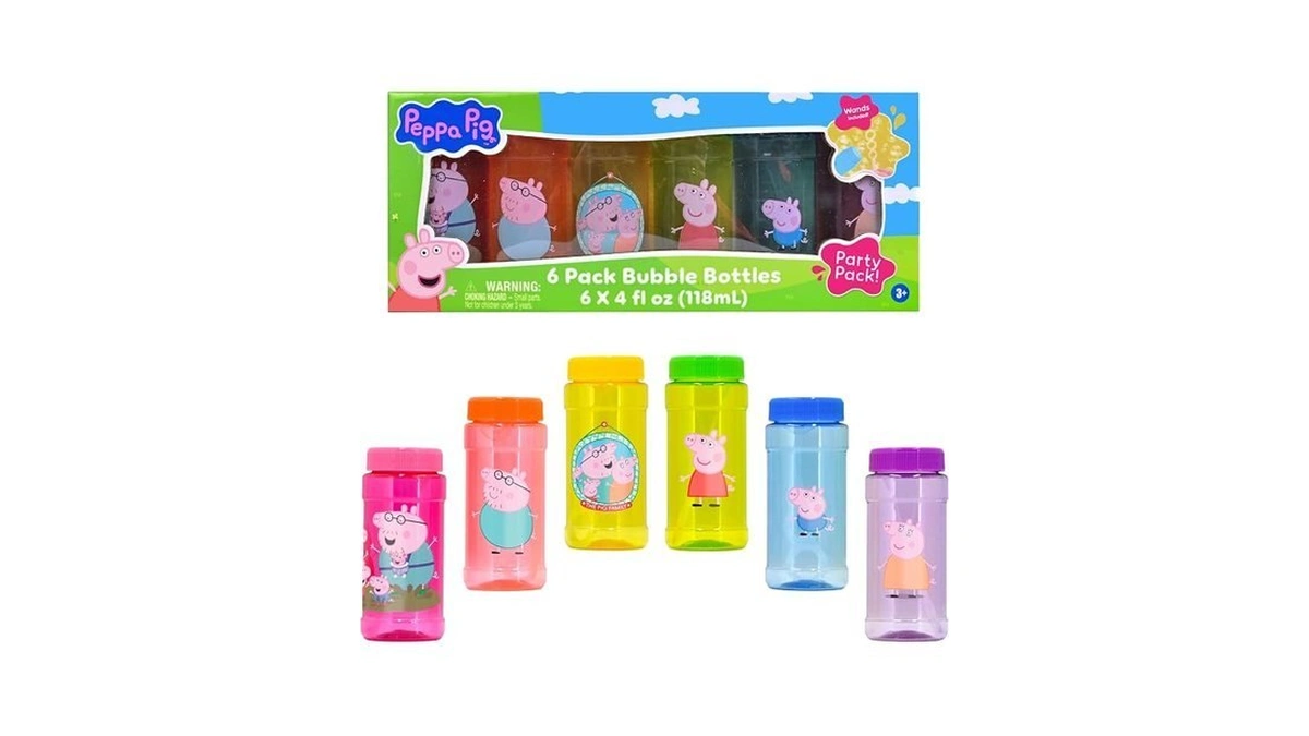 Peppa Pig Bubble Solution 6 Pack With Wands, Easy Grip