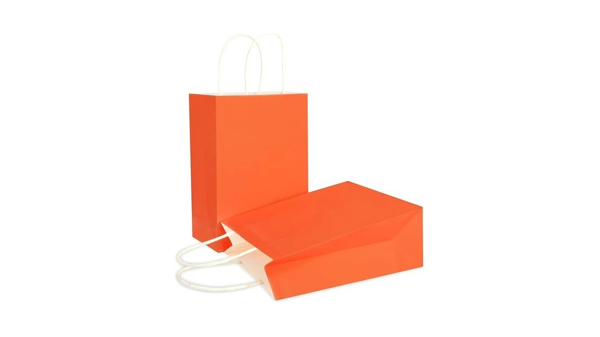 Yadian 20 Piece Kraft Paper Gift Bags, Orange, Bulk With