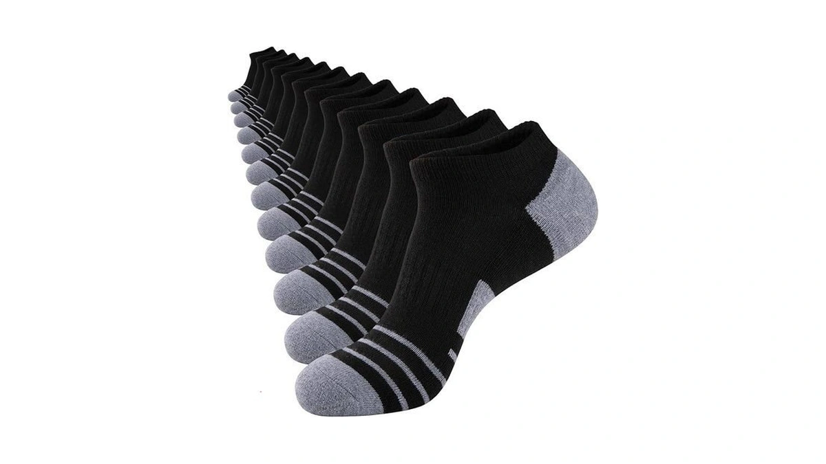 Coovan 12 Pack Mens Socks Black Ankle Low Cut Comfort