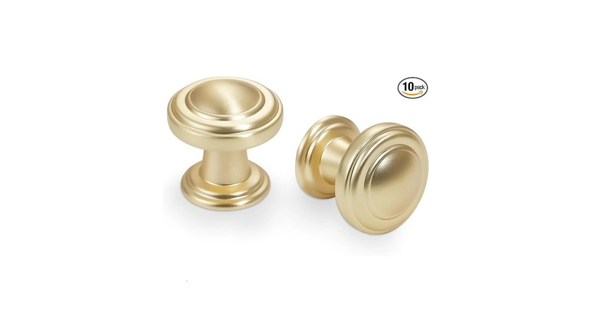 Bukobyhe 10 Pack Kitchen Cabinet Handles Brushed Brass Cabinet Knobs