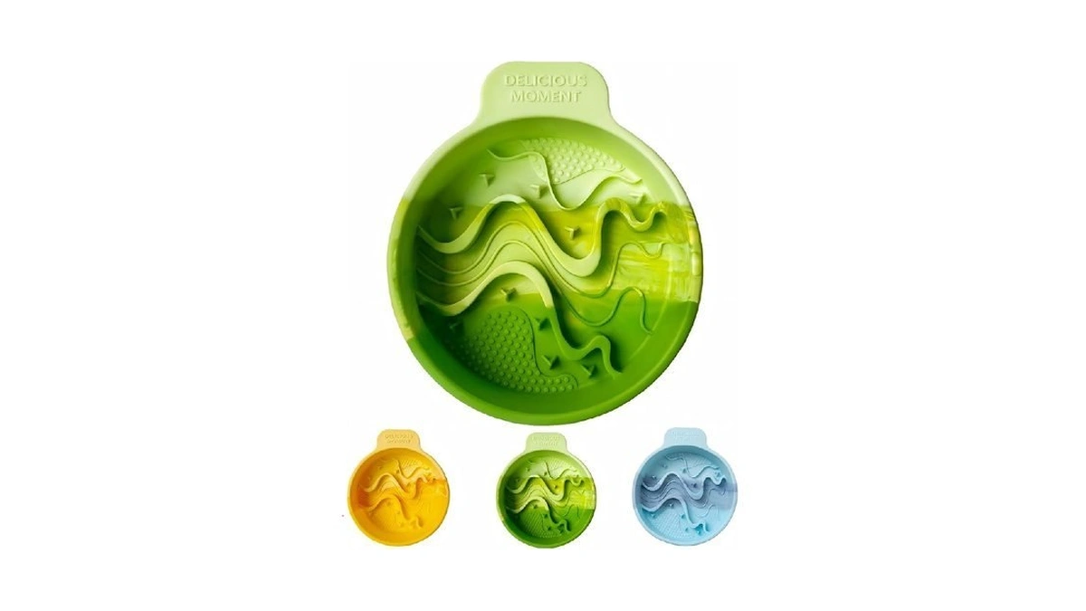 Byazletqan Silicone Slow Feeder Dog Bowl, Ombre Puzzle Maze With
