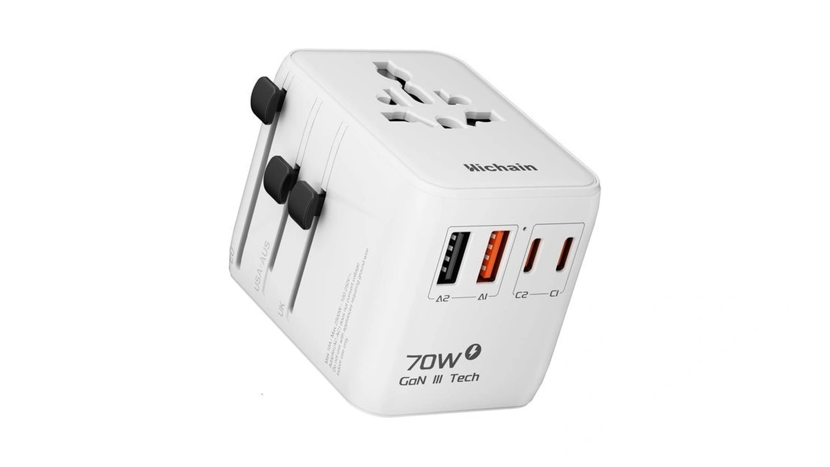 Hichain 70w Gan Universal Travel Adapter, European Travel Plug Adapter