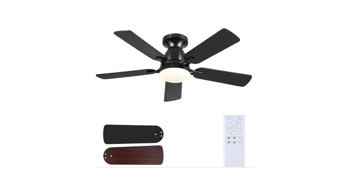 Mpayel 46 Inch Ceiling Fans With Lights And Remote, Black