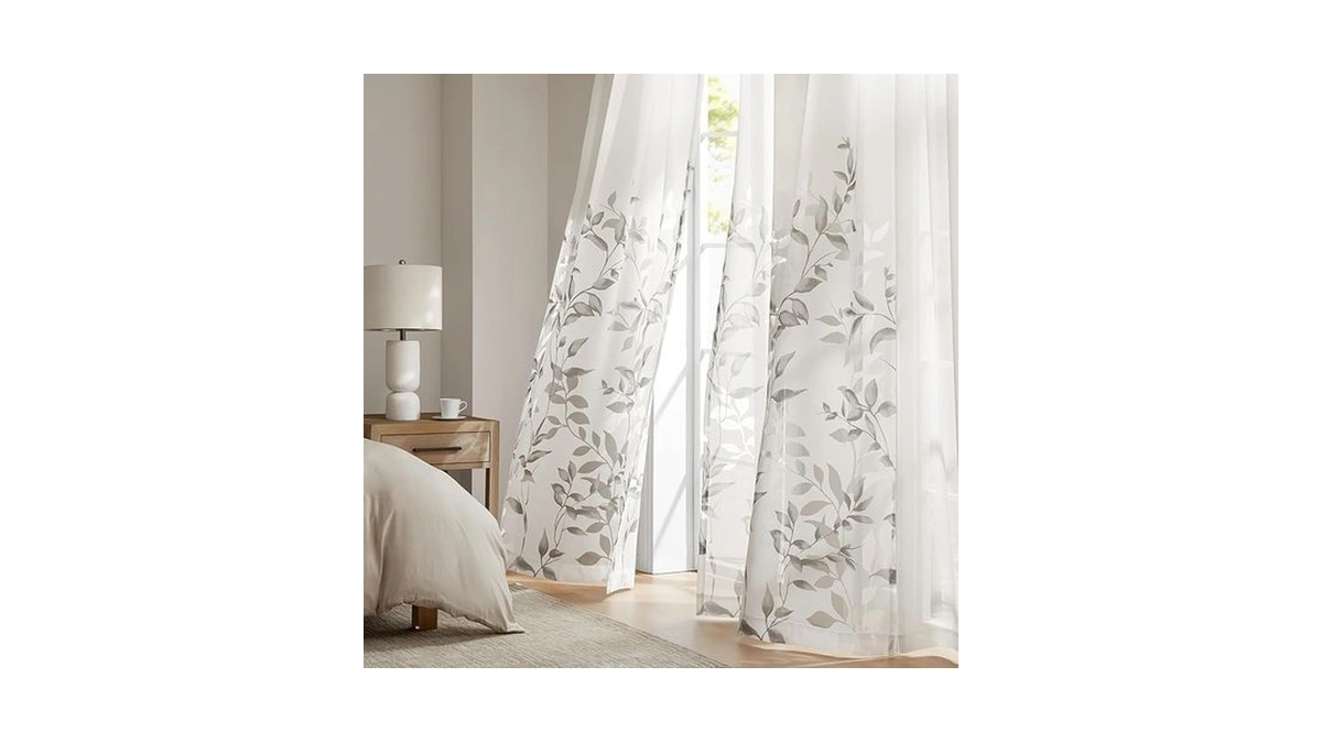 Madison Park Cecily Semi Sheer Single Panel Window Curtain Burnout