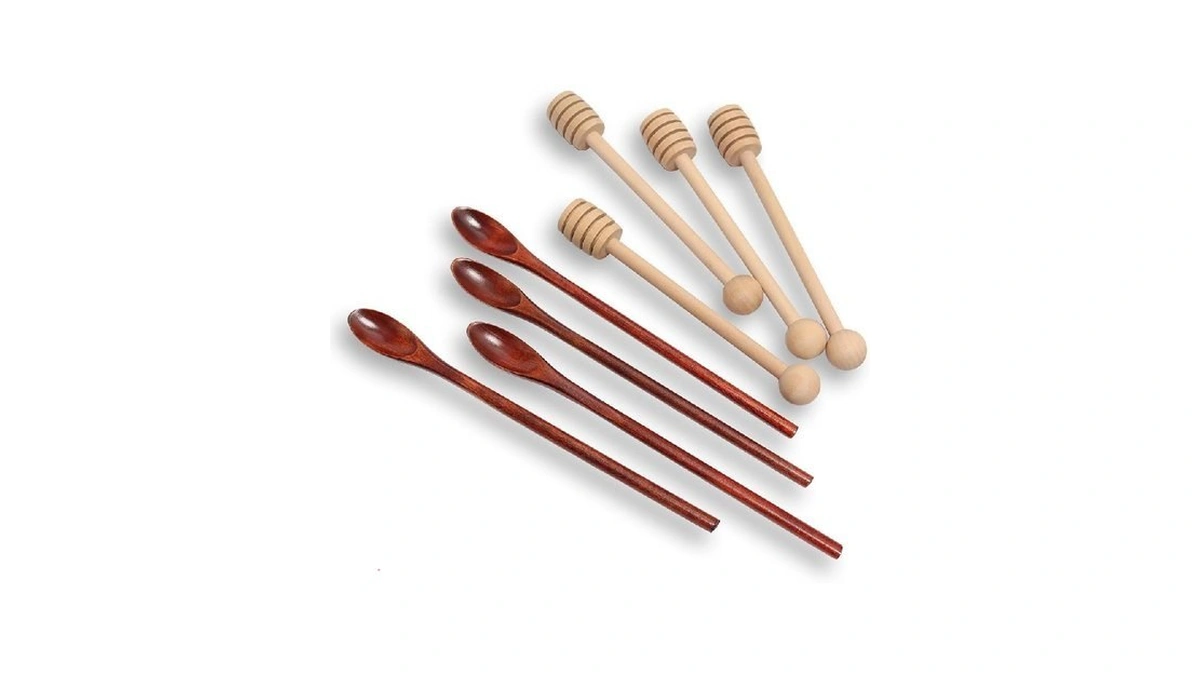 6.3inch Wooden Honey Dipper Sticks: Long Handle Coffee Stirring Spoons