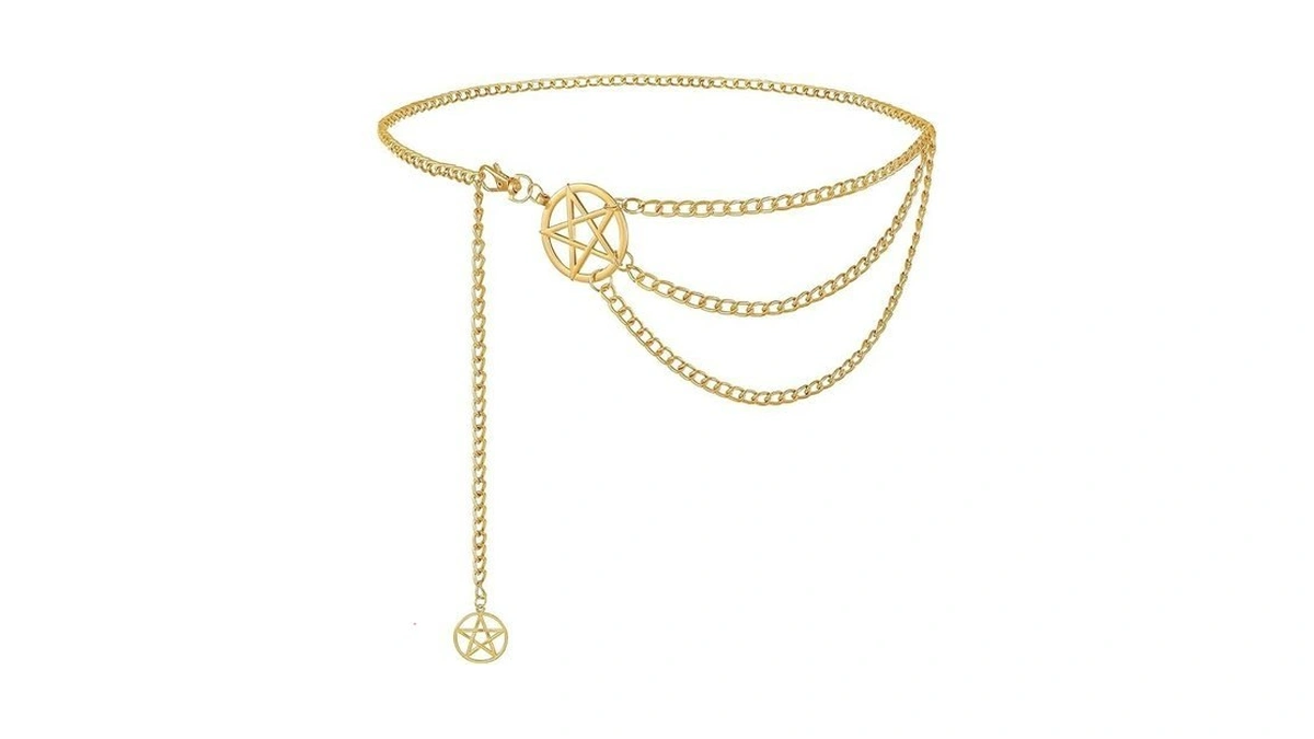 Werforu Women Metal Waist Chain Belt Multilayer Gold Chain Belts