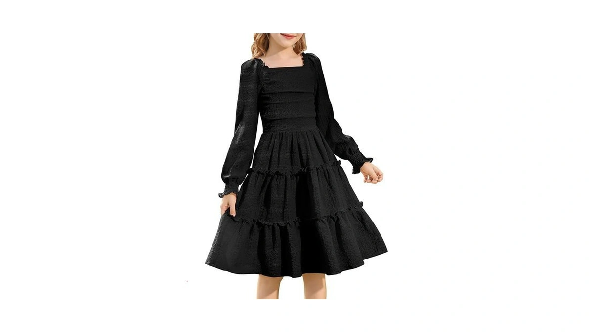Long Sleeve Dress For Girls Size 9-10 Smocked Puff Long
