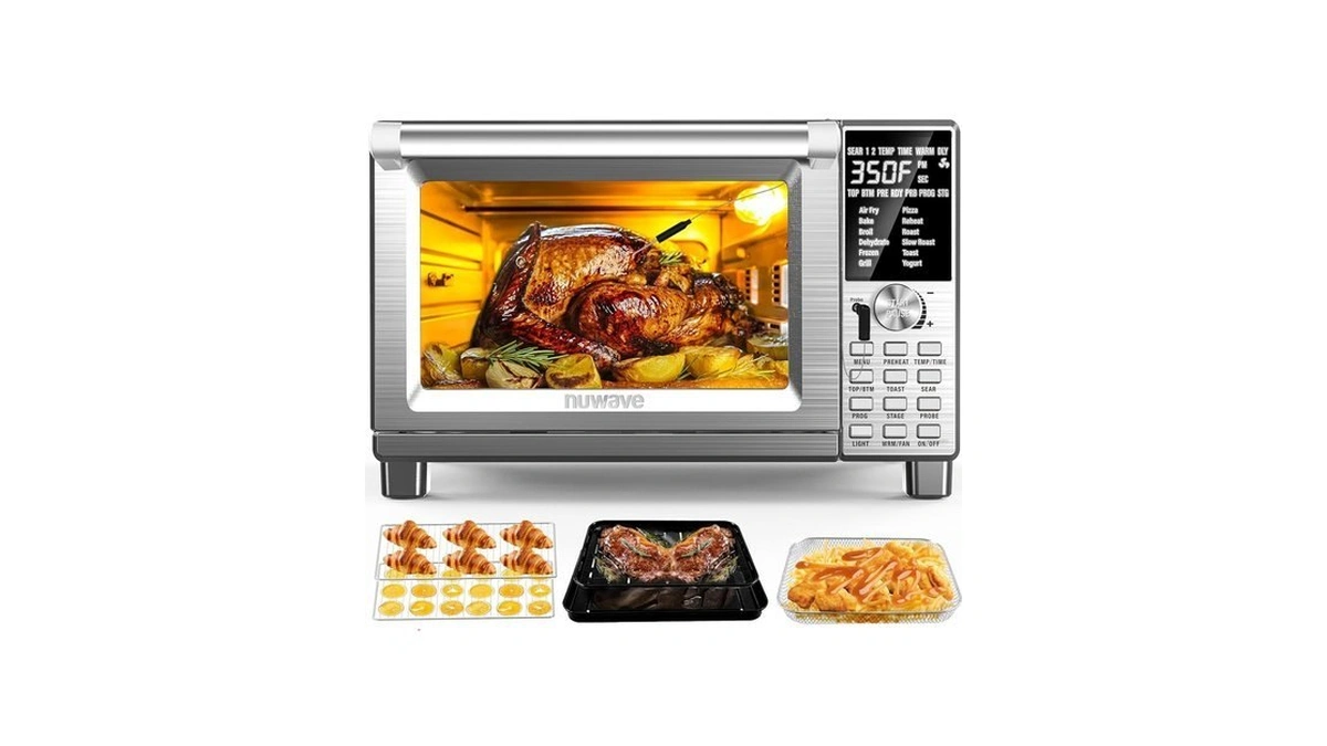 Nuwave Bravo Air Fryer Toaster Smart Oven, 12-in-1 Countertop Convection,
