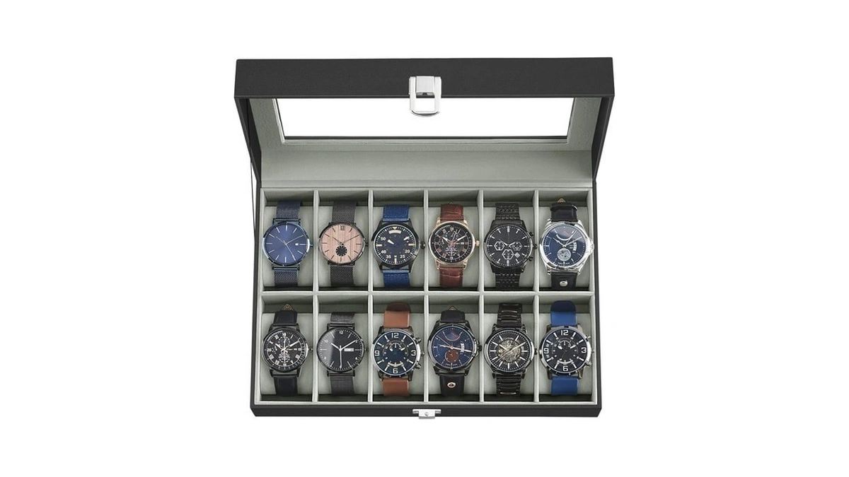 Songmics Watch Box, 12-slot Watch Case Organizer With Large Glass