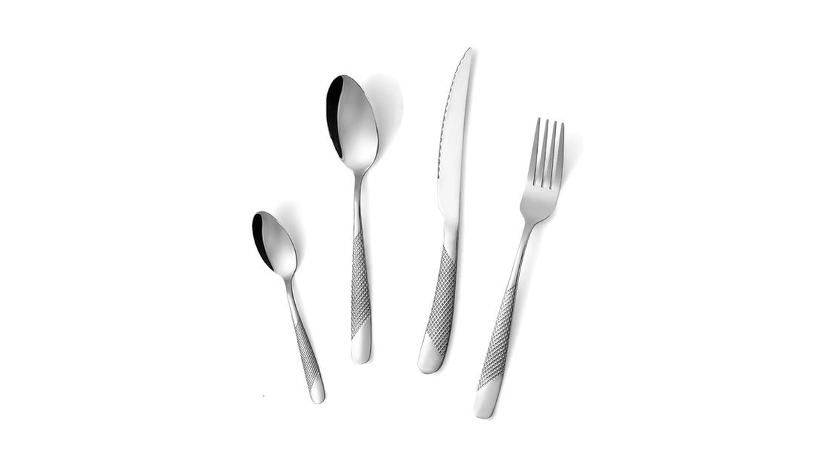 Hammered Stainless Steel Silverware Set, 24-piece Flatware Set For 4,