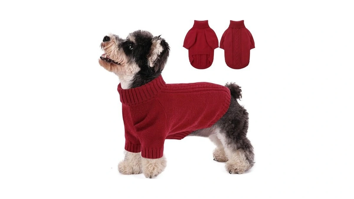 Sawmong Dog Sweater For Small Dogs, Turtleneck Knitted Pullover Sweatshirt,