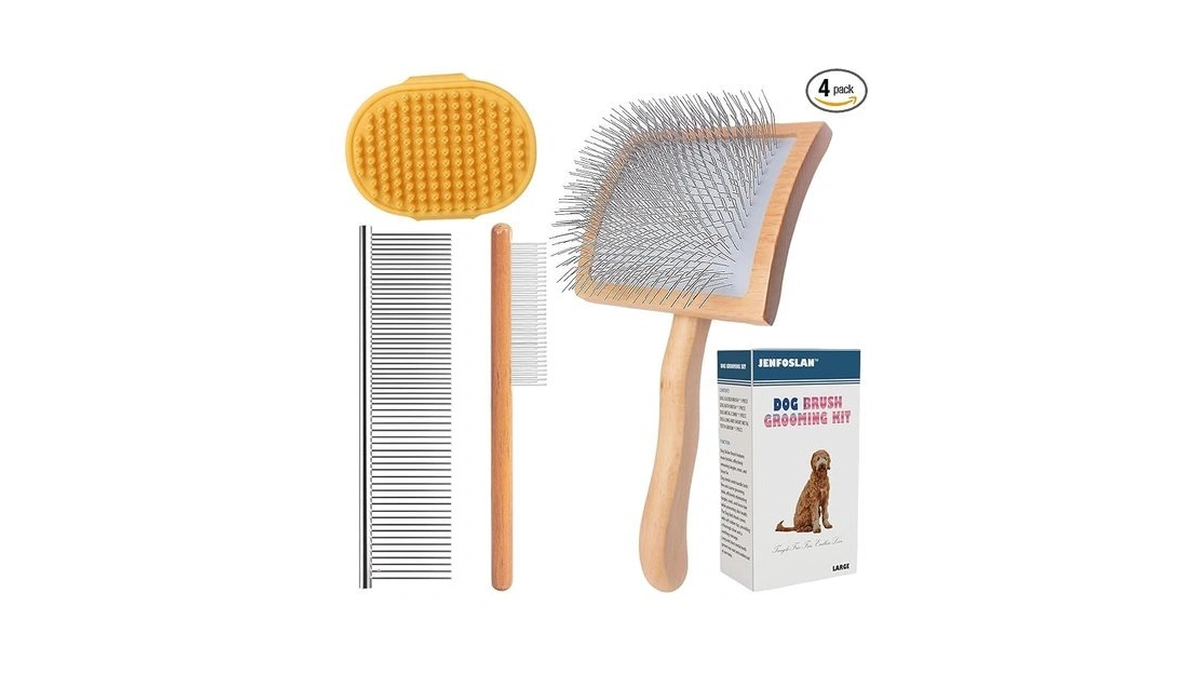 Jenfoslan Slicker Brush For Dogs (goldendoodles, Poodles) - Detangle, Fluff