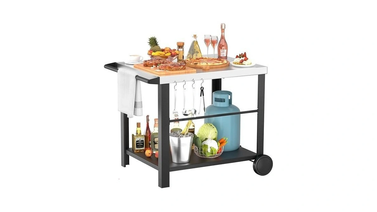 34" X 24" Movable Stainless Steel Flattop Grill Cart For