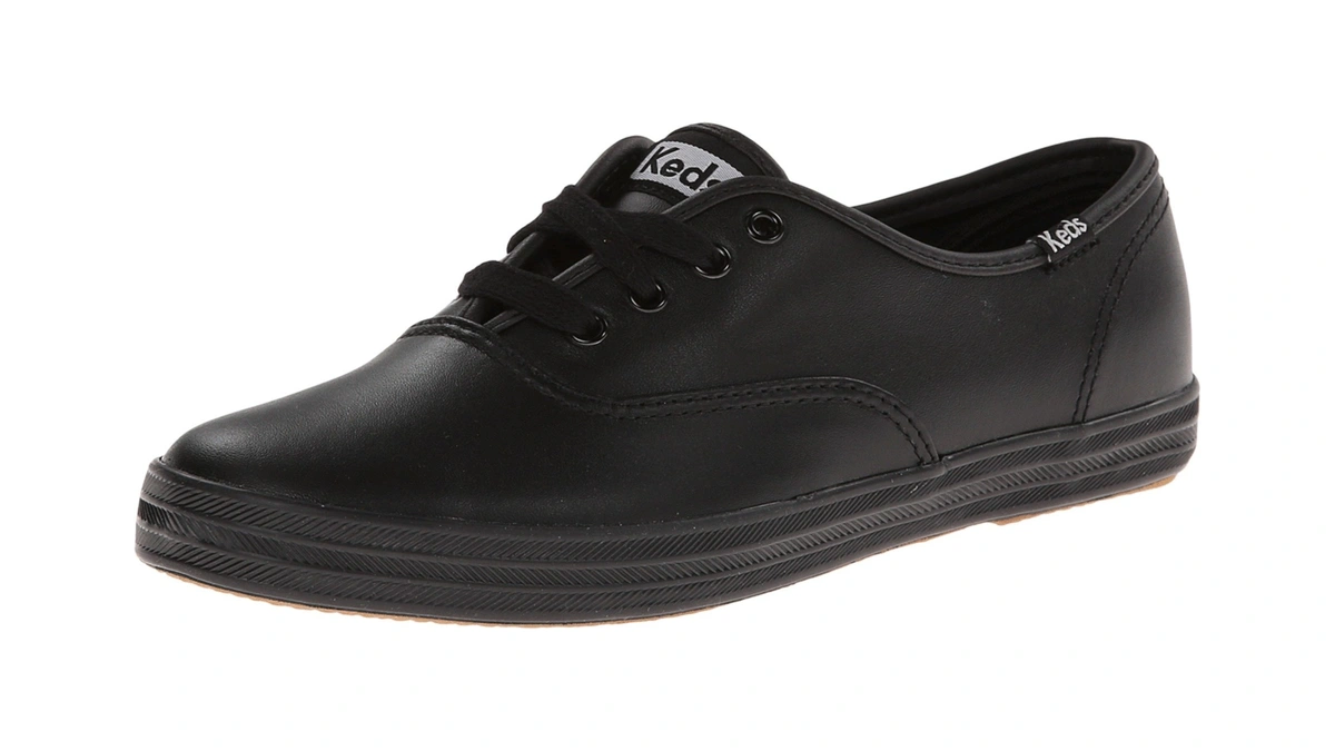 Keds Women's Champion Original Leather Lace-up Sneaker, Black/black, 12
