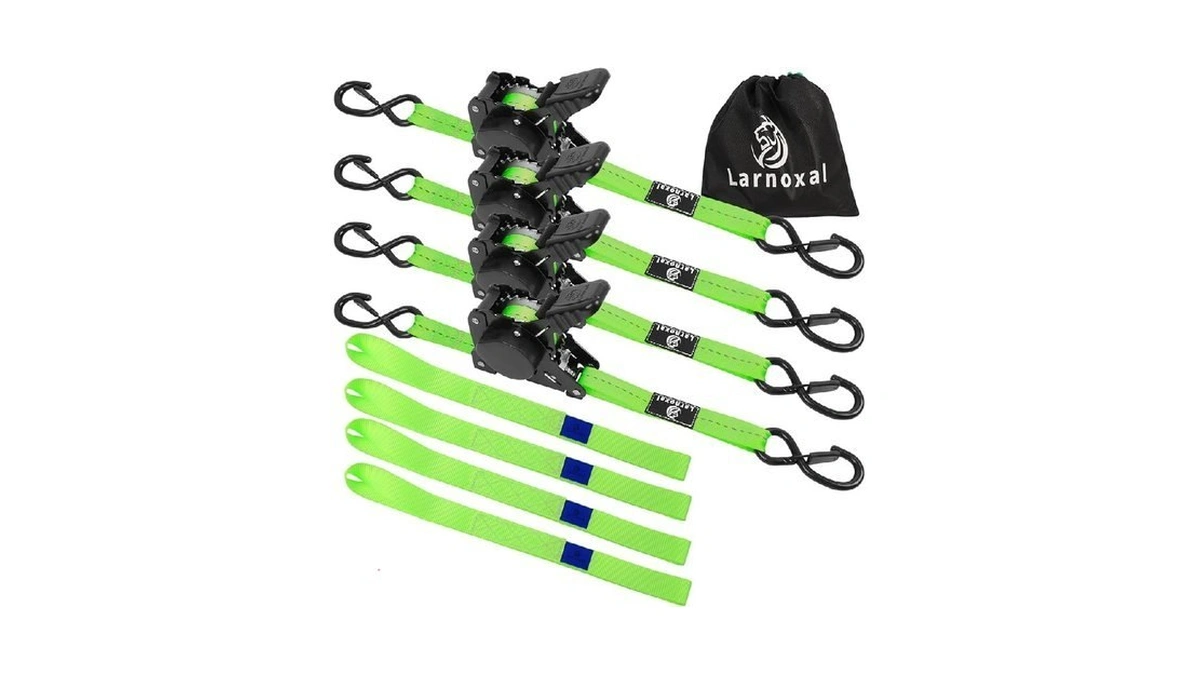 Retractable Ratchet Straps 4 Pack - 1,500 Lbs Break Strength
