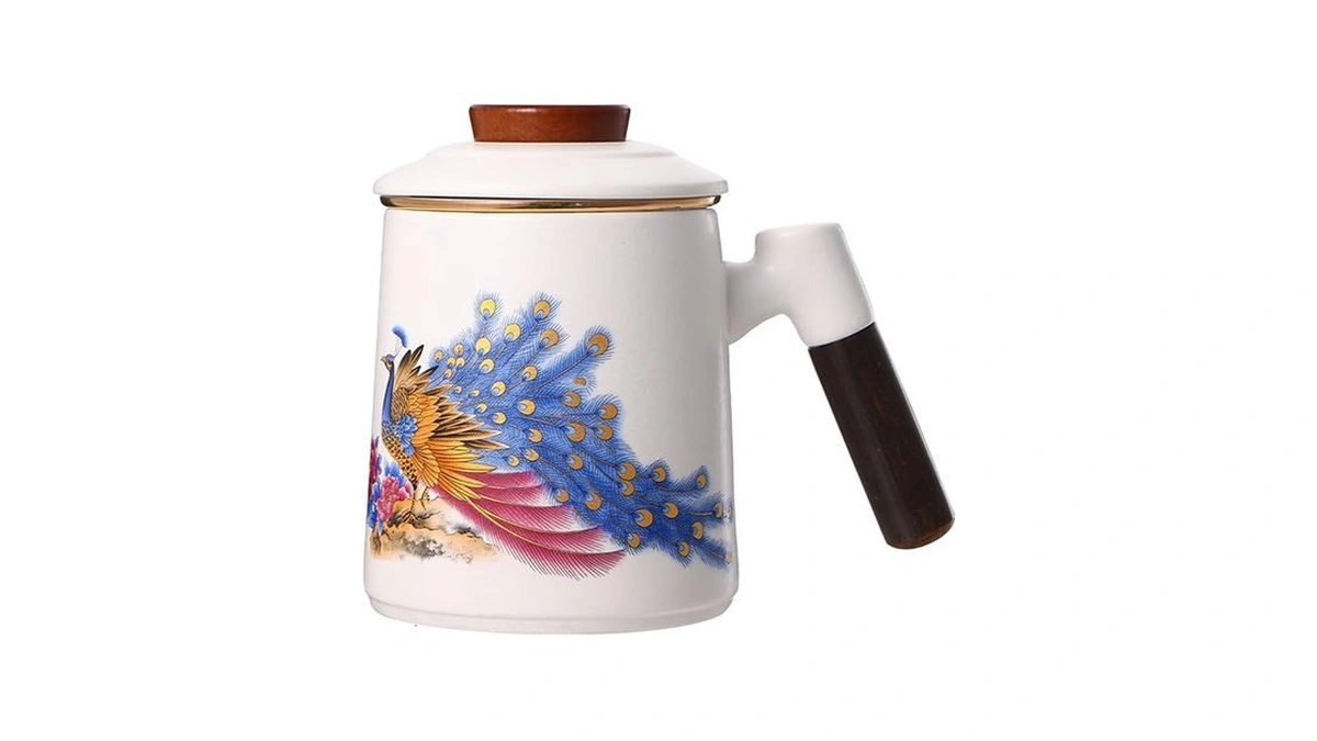 Aspirex Hk 13.5oz Ceramic Tea Mug With Lid&porcelain Infuser,loose Leaf