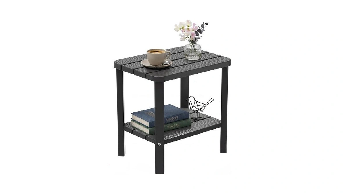 Atmelt Outdoor Side Table, 2-tier Small Outdoor Table, Waterproof &