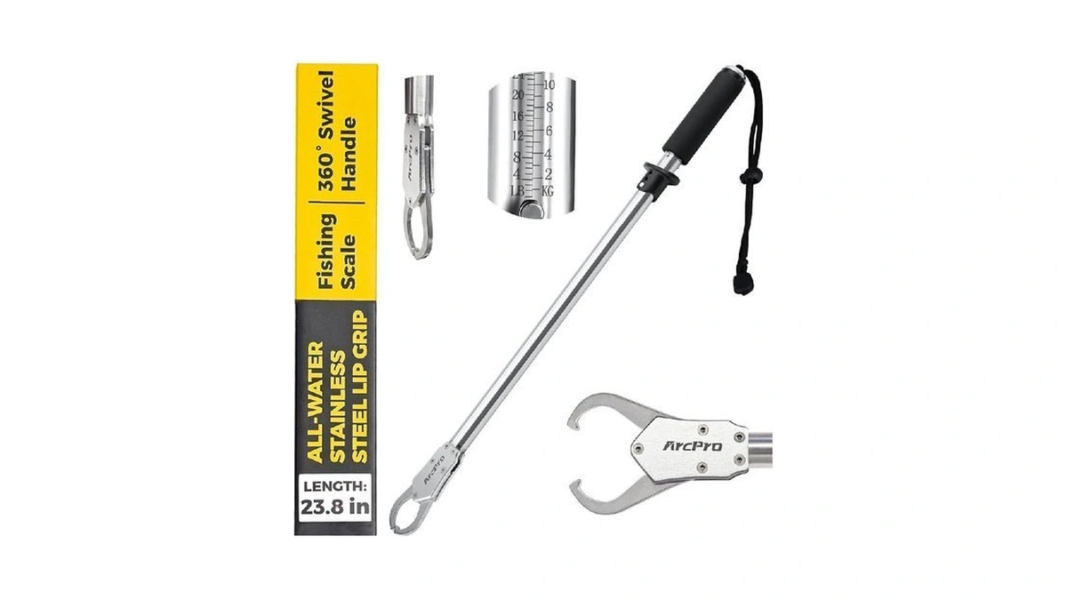 Arcpro 2-in-1 Fish Lip Gripper, 23.8" Stainless Steel Fish Gripper
