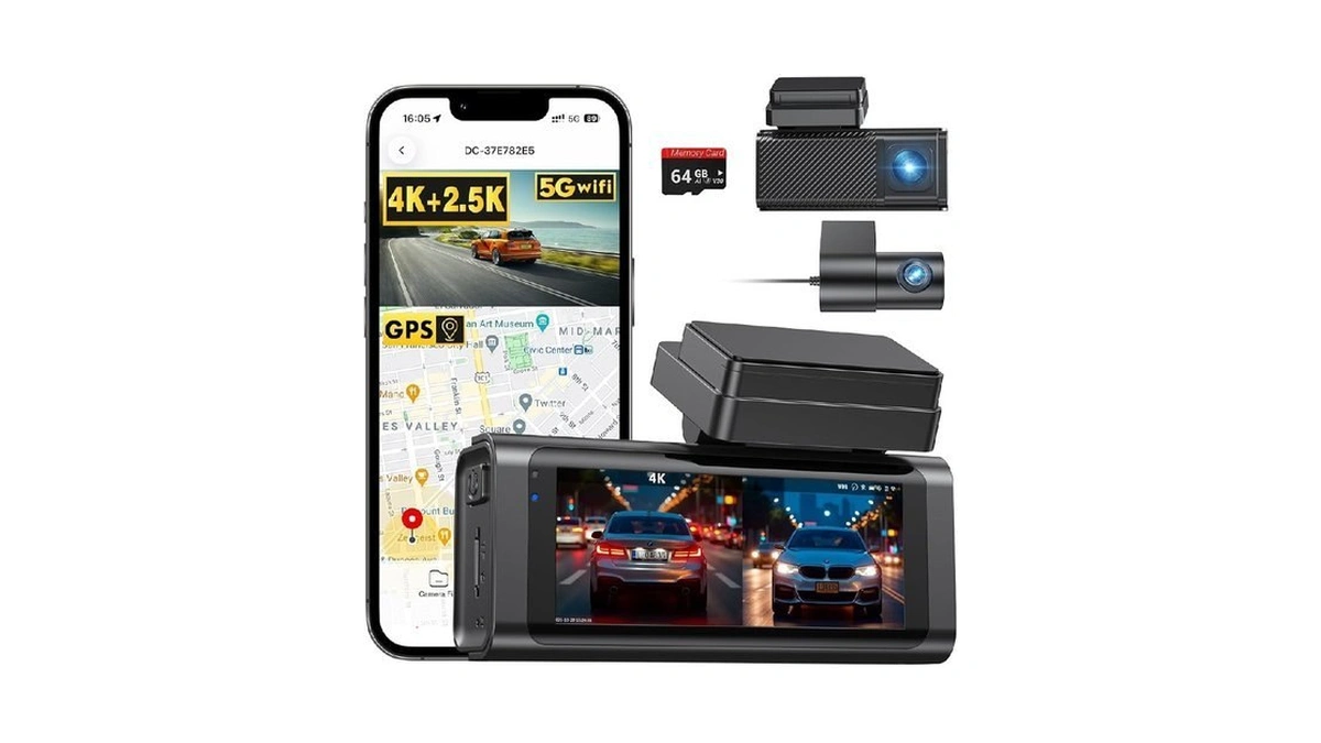 Beferich 4k+2.5k Dash Cam Front And Rear, Built-in Gps, 5.8g