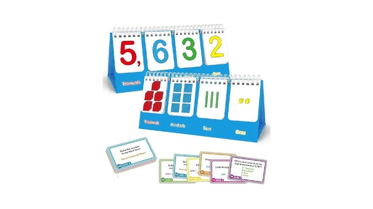 Laffunz Place Value Manipulatives Flip Chart, Math Manipulatives Kids Base