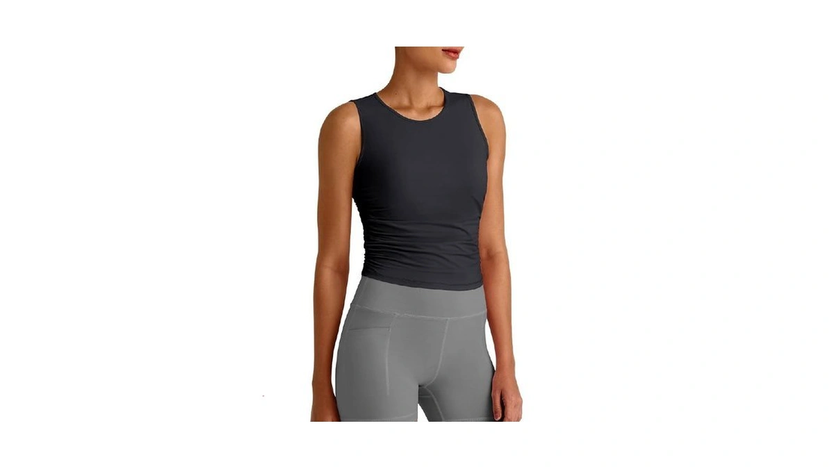 G4free Women's Workout Tank Tops Ruched Side Athletic Tanks Stretch