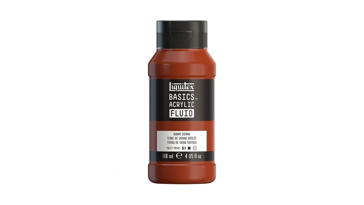 Liquitex Basics Acrylic Fluid Paint, 118ml (4-oz) Bottle, Burnt Sienna