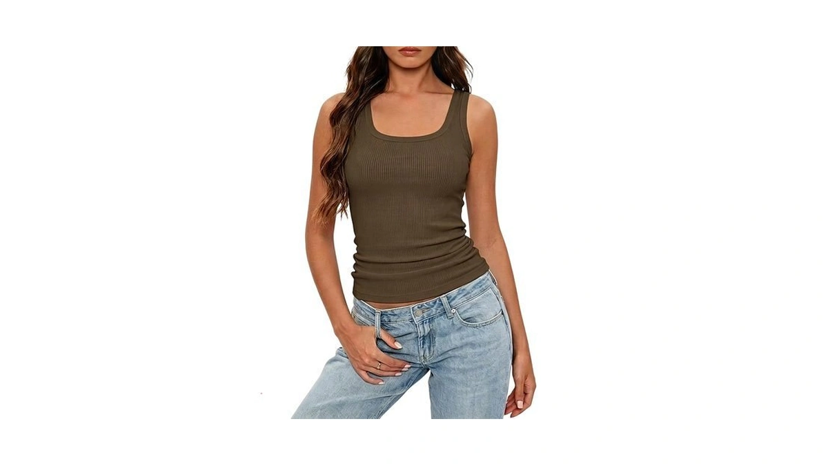 Mapick Tank Tops For Women Ribbed Knit Camisole Fitted Knit
