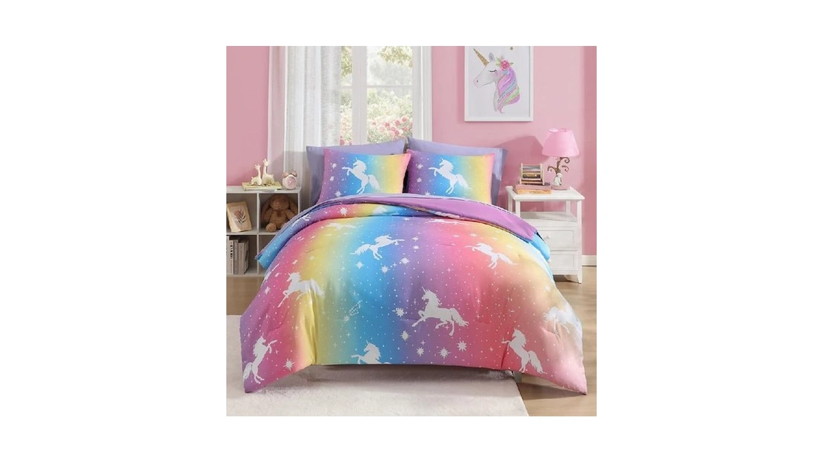 Wink Deer Full Size Comforter Set For Girls-7 Pieces Rainbow