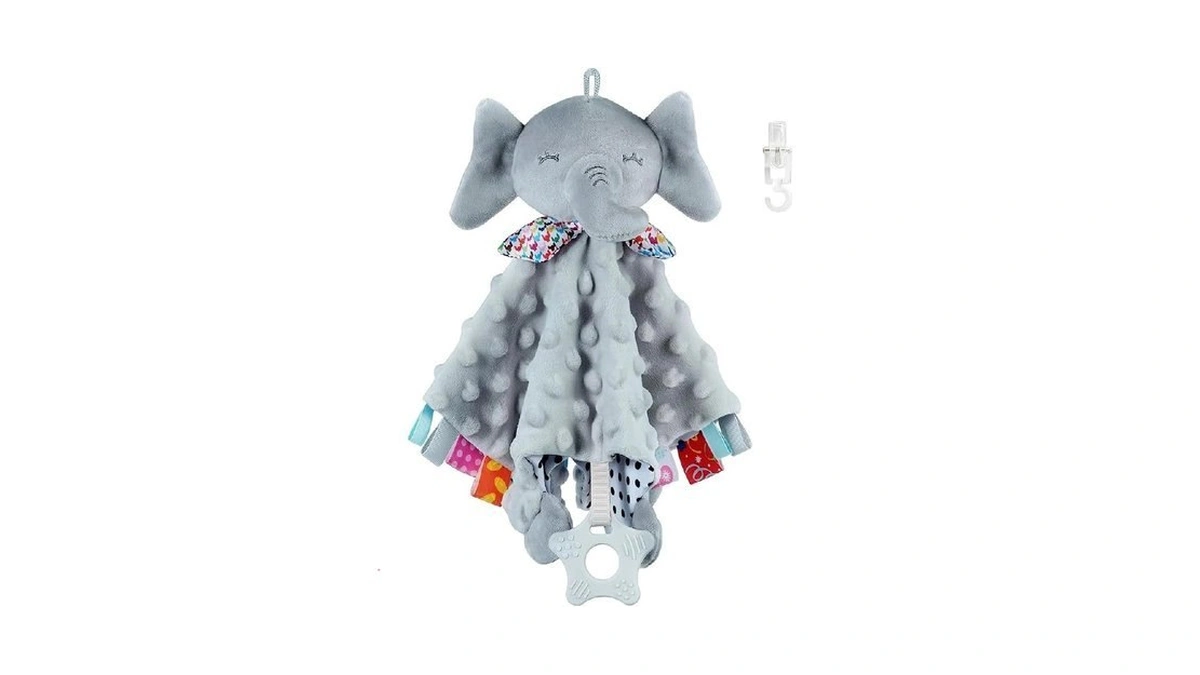 Elephant Security Blanket With Tags Teether Animal Taggie Soft Baby