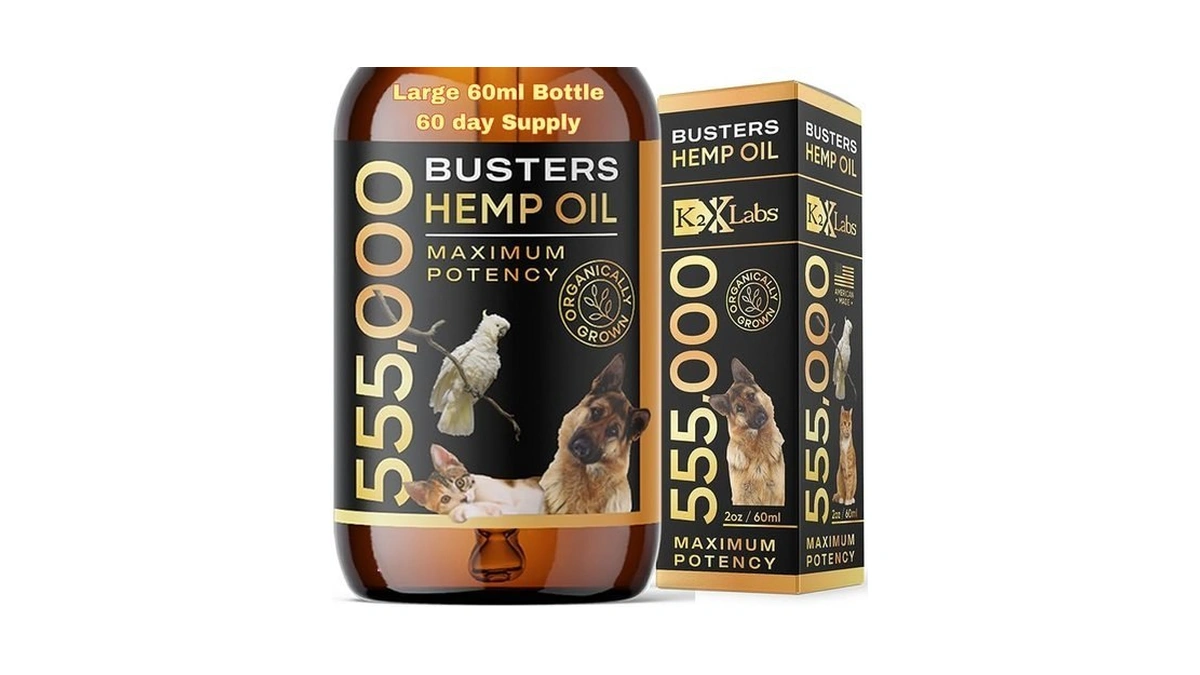 K2xlabs Busters Large 60ml Bottle, 2mth Supply, Organic Hemp Oil