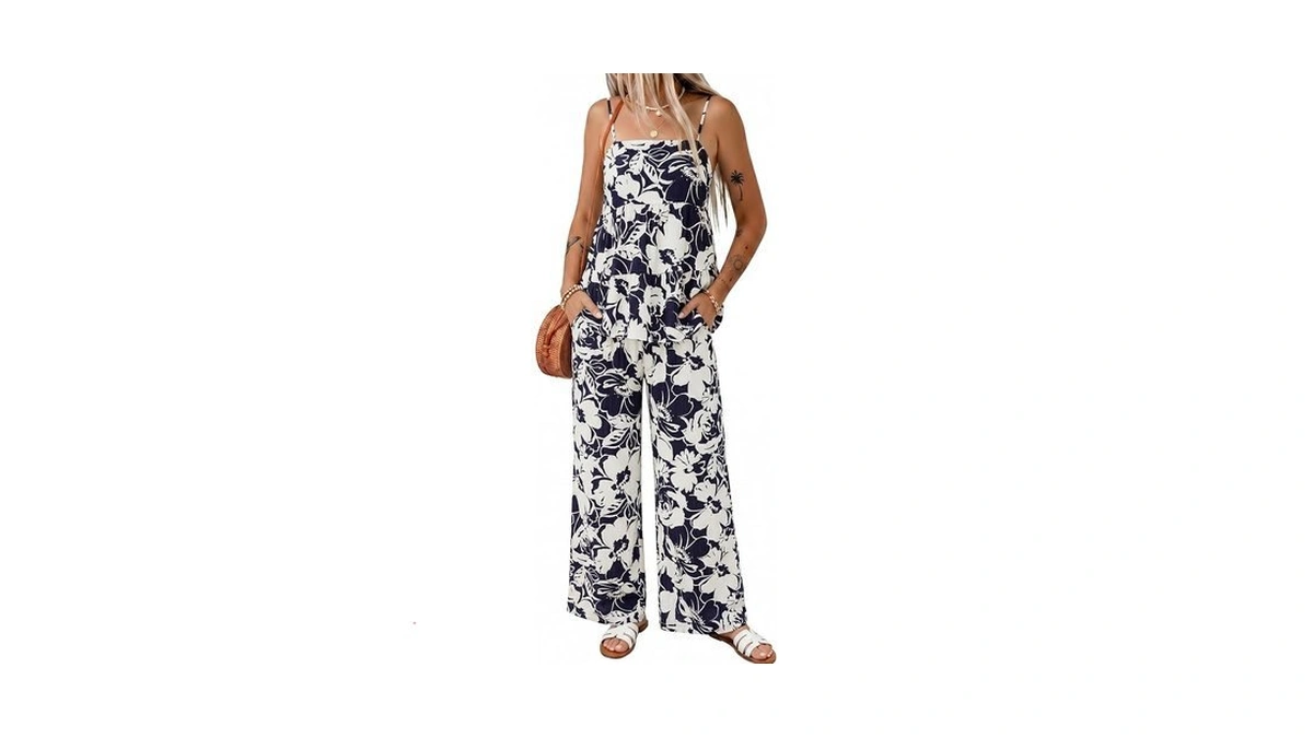 Glamaker Womens Summer 2 Piece Sets Floral Spaghetti Tank Top