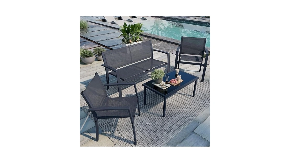 Shintenchi 4 Pieces Patio Furniture Set All Weather Textile Fabric