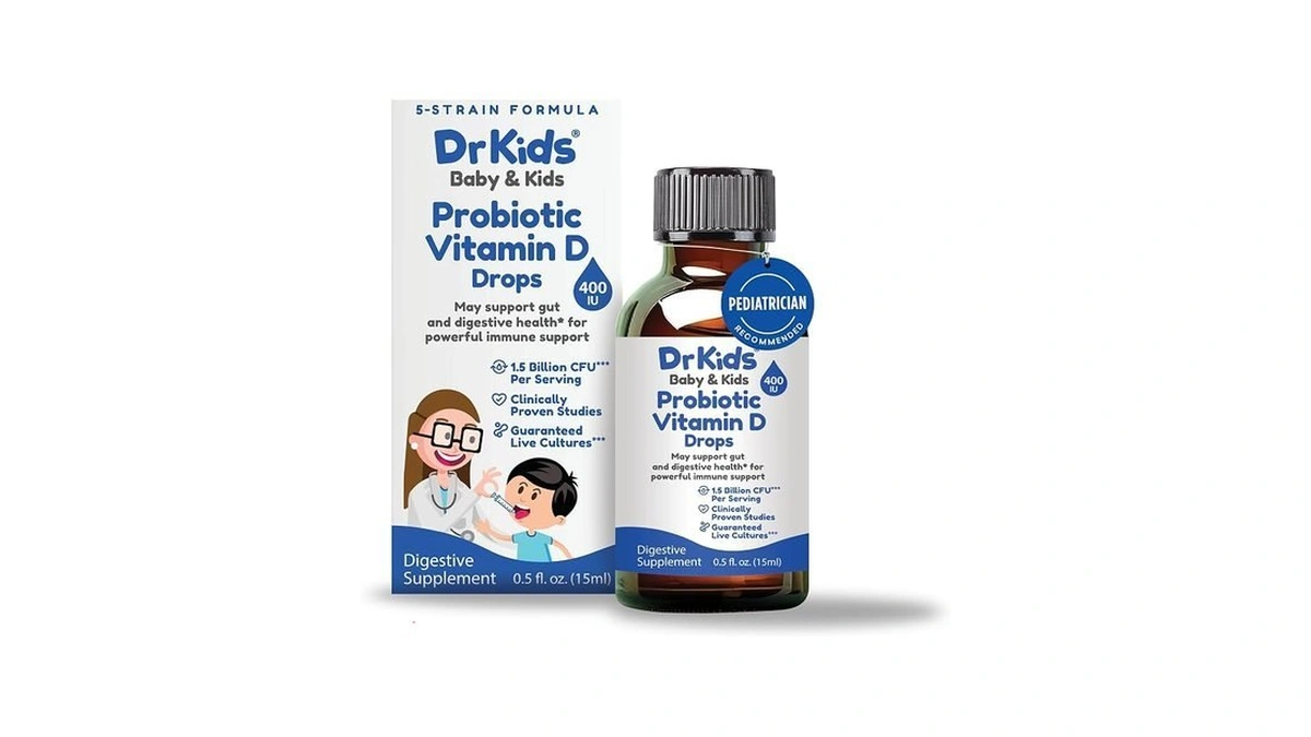 Dr. Kids Probiotic Vitamin D Drops – Supports Infant &