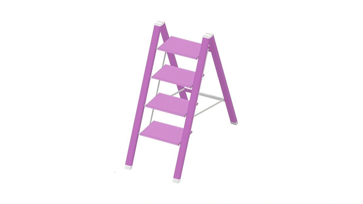 4 Step Lightweight Folding Ladder For Home, 330lbs Aluminum Step